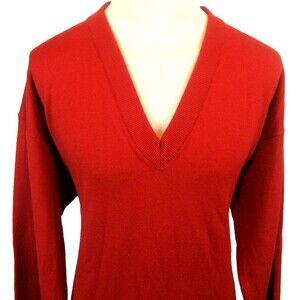 Mens Byford London 100% Lambswool Red/Cranberry V-Neck Pullover Sweater sz XL